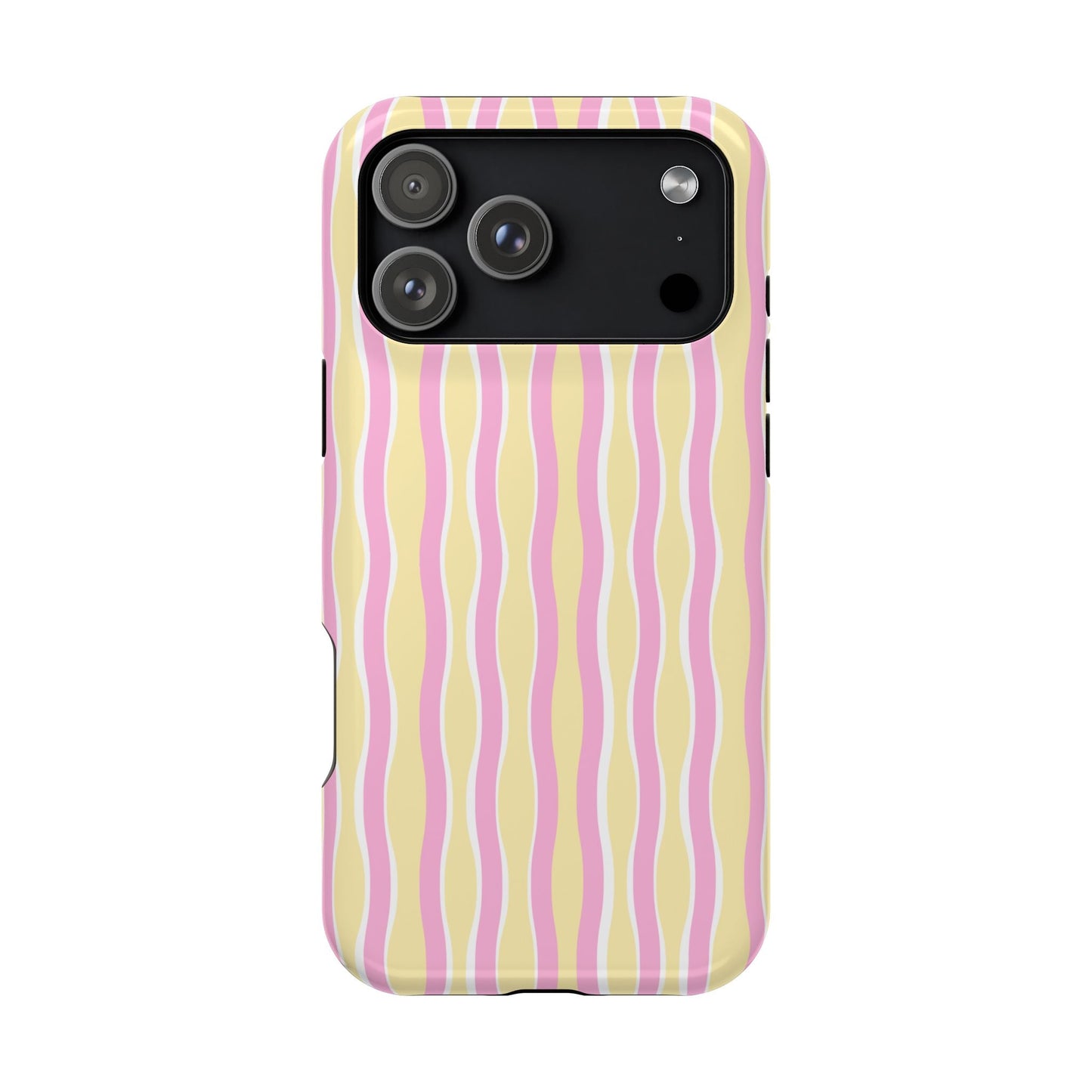 Yellow & Pink Wavy Thin Stripes - Layreen Cases
