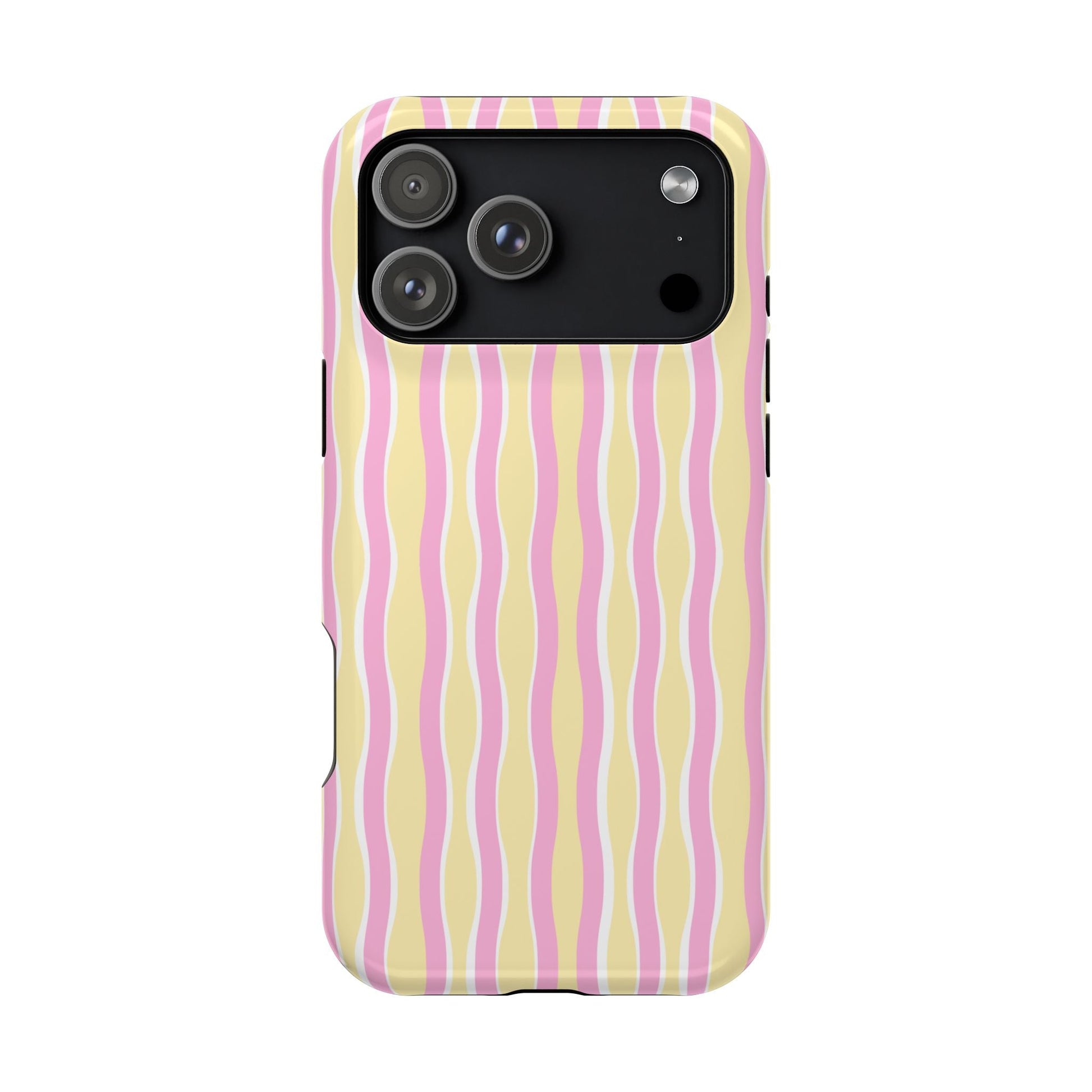 Yellow & Pink Wavy Thin Stripes - Layreen Cases