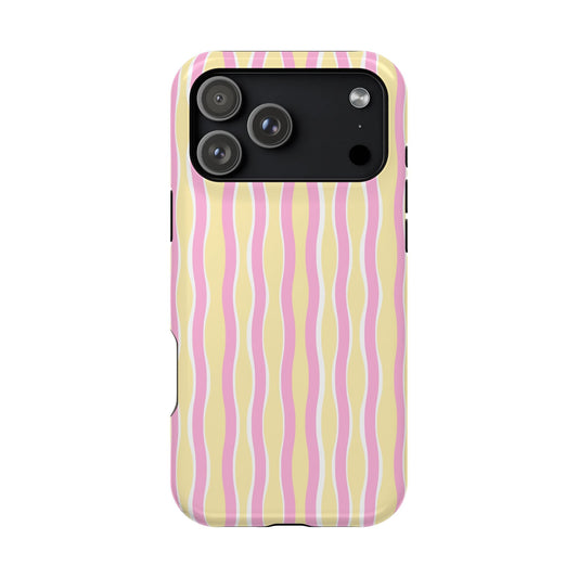Yellow & Pink Wavy Thin Stripes - Layreen Cases