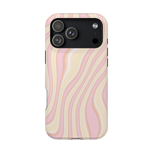 Yellow & Pink Asymmetrical Swirl Stripes