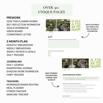 Glow Up Notion Templates | Green - Wellness By Her Shop