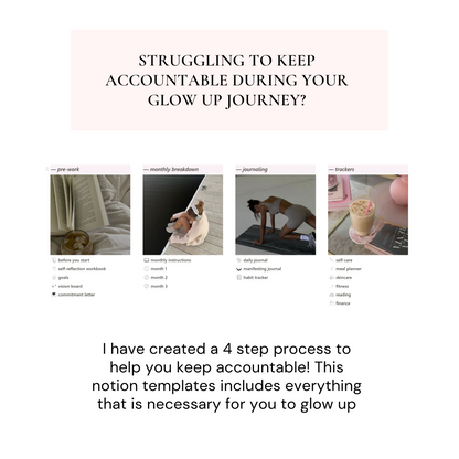Glow Up Notion Templates | Pink - Wellness By Her Shop